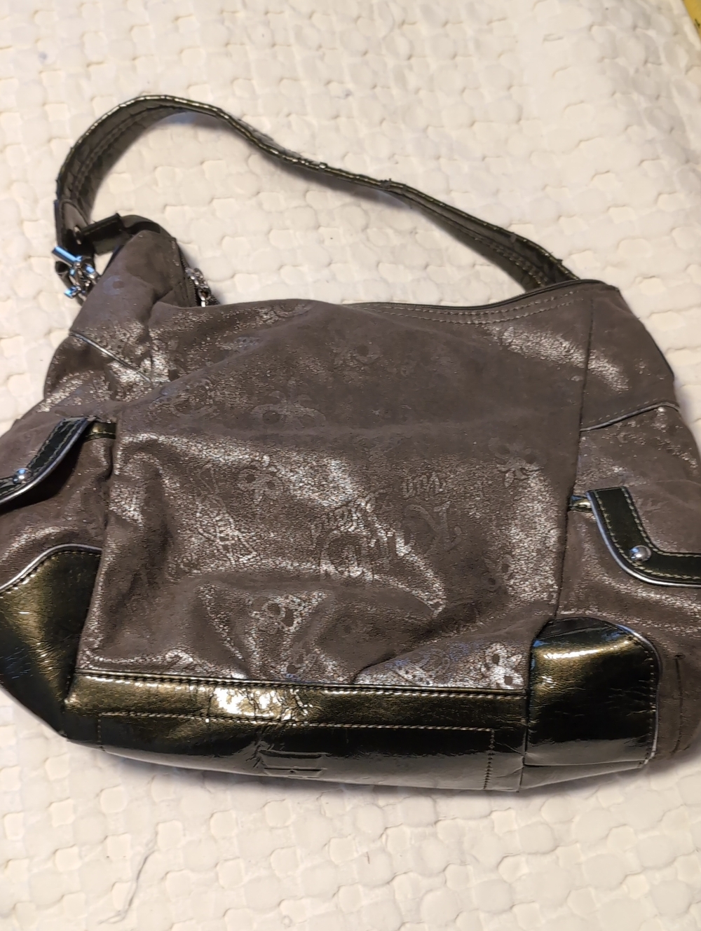 Vintage Y2K Kathy Van Zeeland Metallic Slouchy Hobo Bag - Studded McBling - Picture 3 of 6